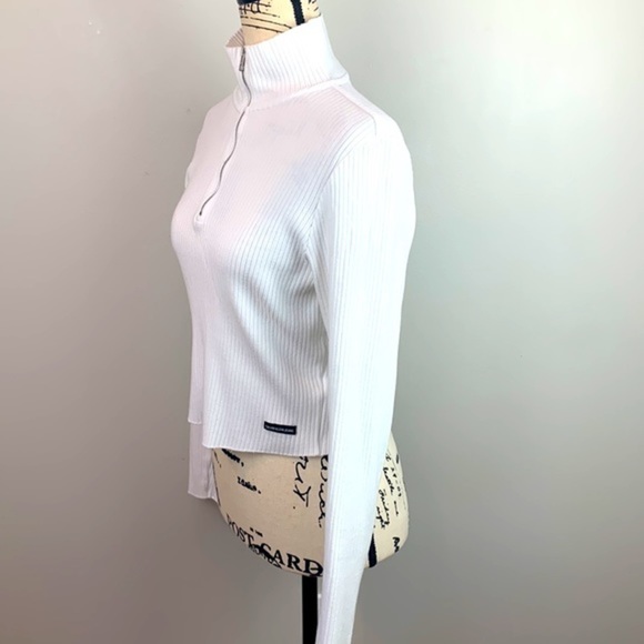 Calvin Klein Zipped Turtleneck Ribbed-Knit Crop Top - Picture 5 of 9